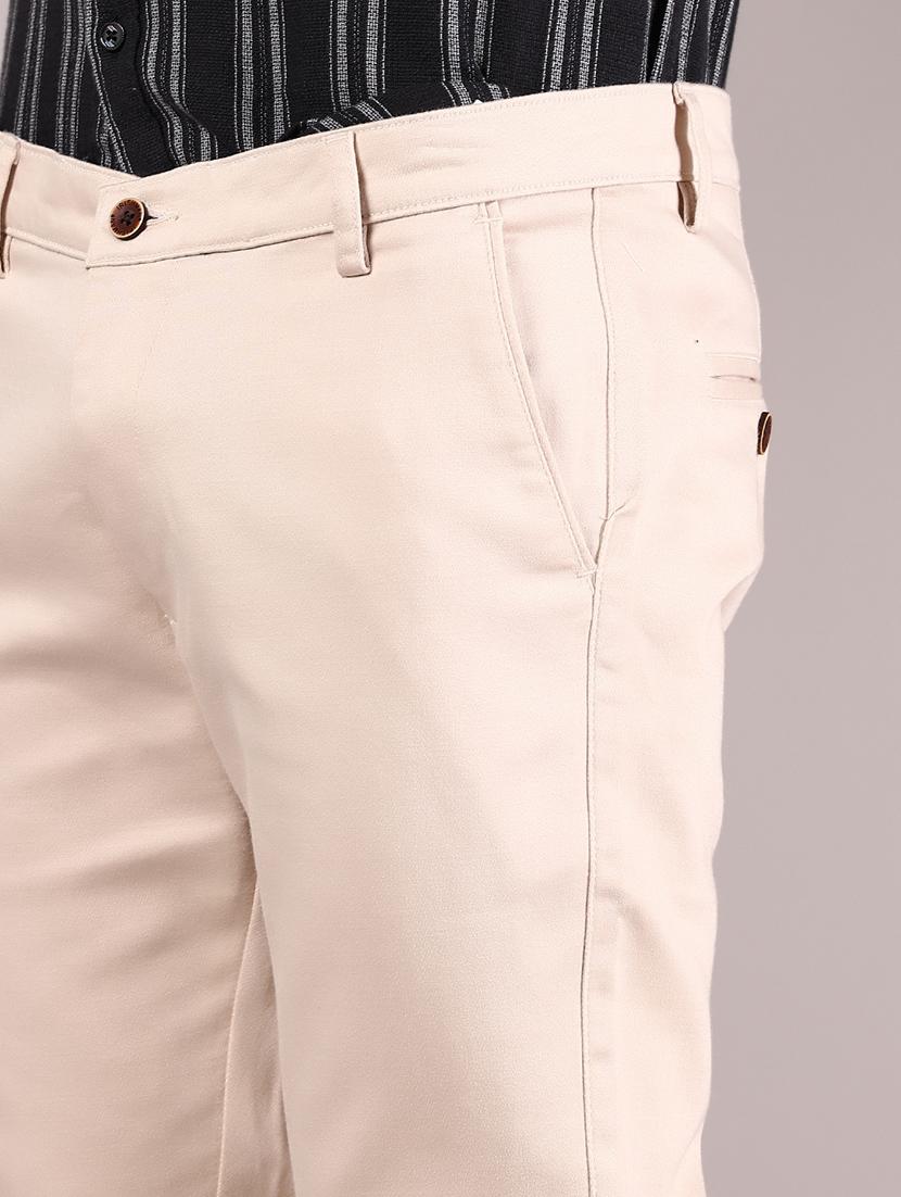 men solid md rise flat front casual chinos - 21873203 - Standard Image - 4