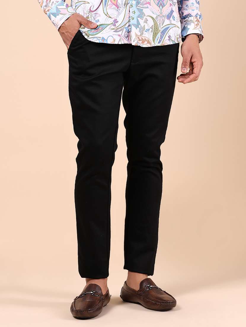 men solid md rise flat front casual chinos  - 21873204 -  Standard Image - 1