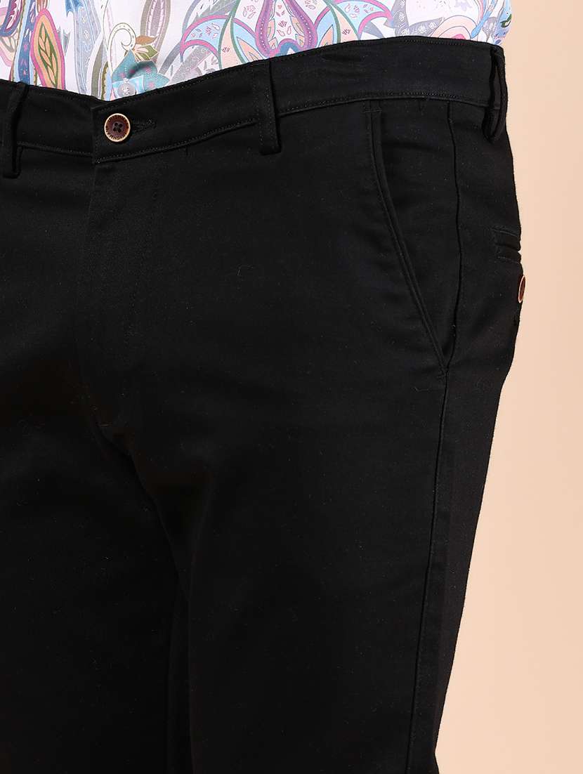 men solid md rise flat front casual chinos  - 21873204 -  Standard Image - 4