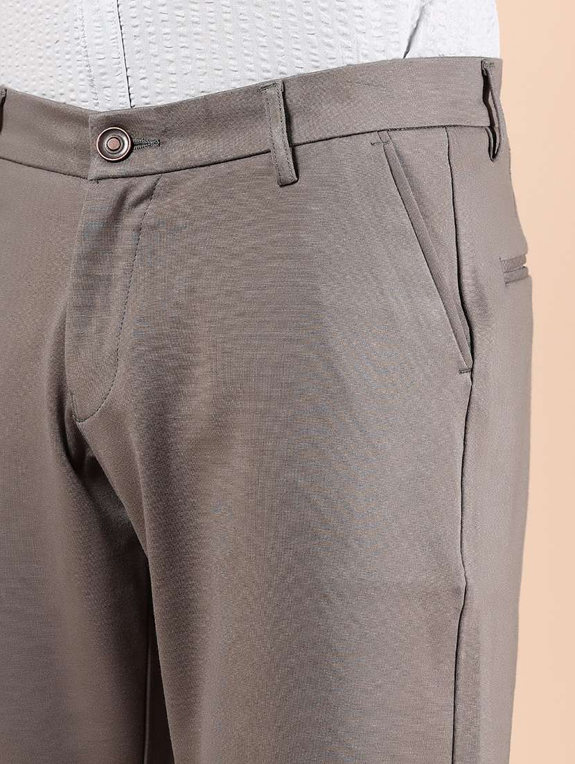 men solid md rise flat front casual chinos  - 21873207 -  Standard Image - 4