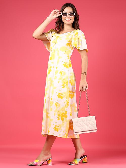 women floral print flared sleeve a-line dress - 21873303 - Standard Image - 0