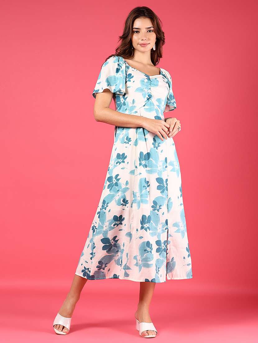 women floral print flared sleeve a-line dress - 21873304 -  Standard Image - 1