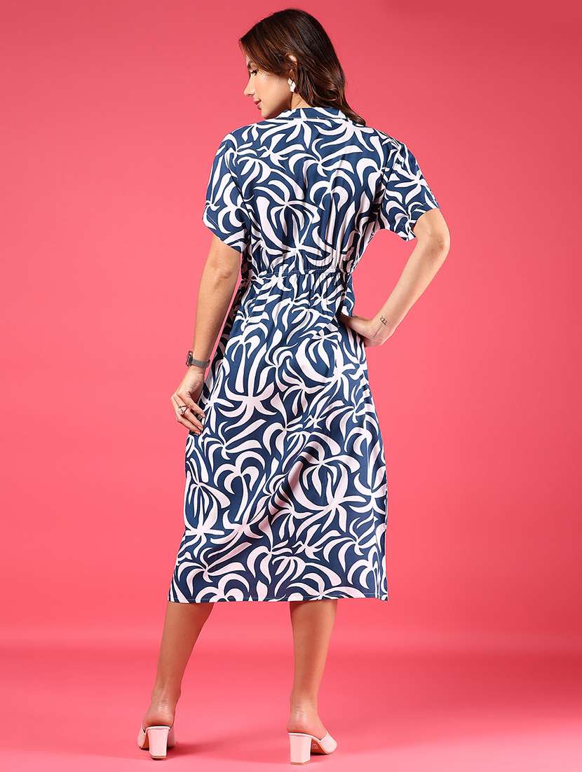 women printed short sleeve a-line dress - 21873305 -  Standard Image - 4