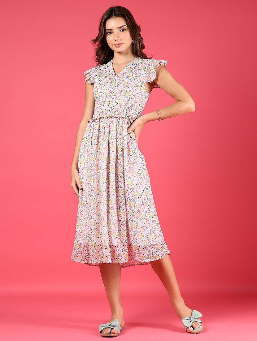 women floral print sleeveless fit & flare dress - 21873306 -  Standard Image - 1