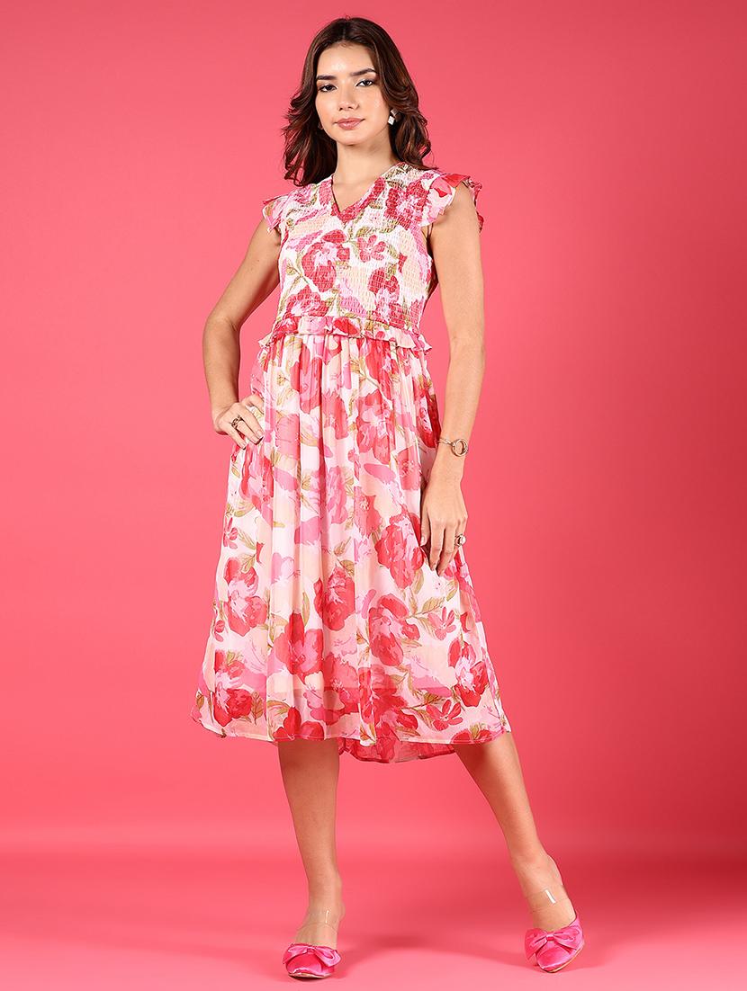 women floral print sleeveless & flare dress - 21873307 -  Standard Image - 1