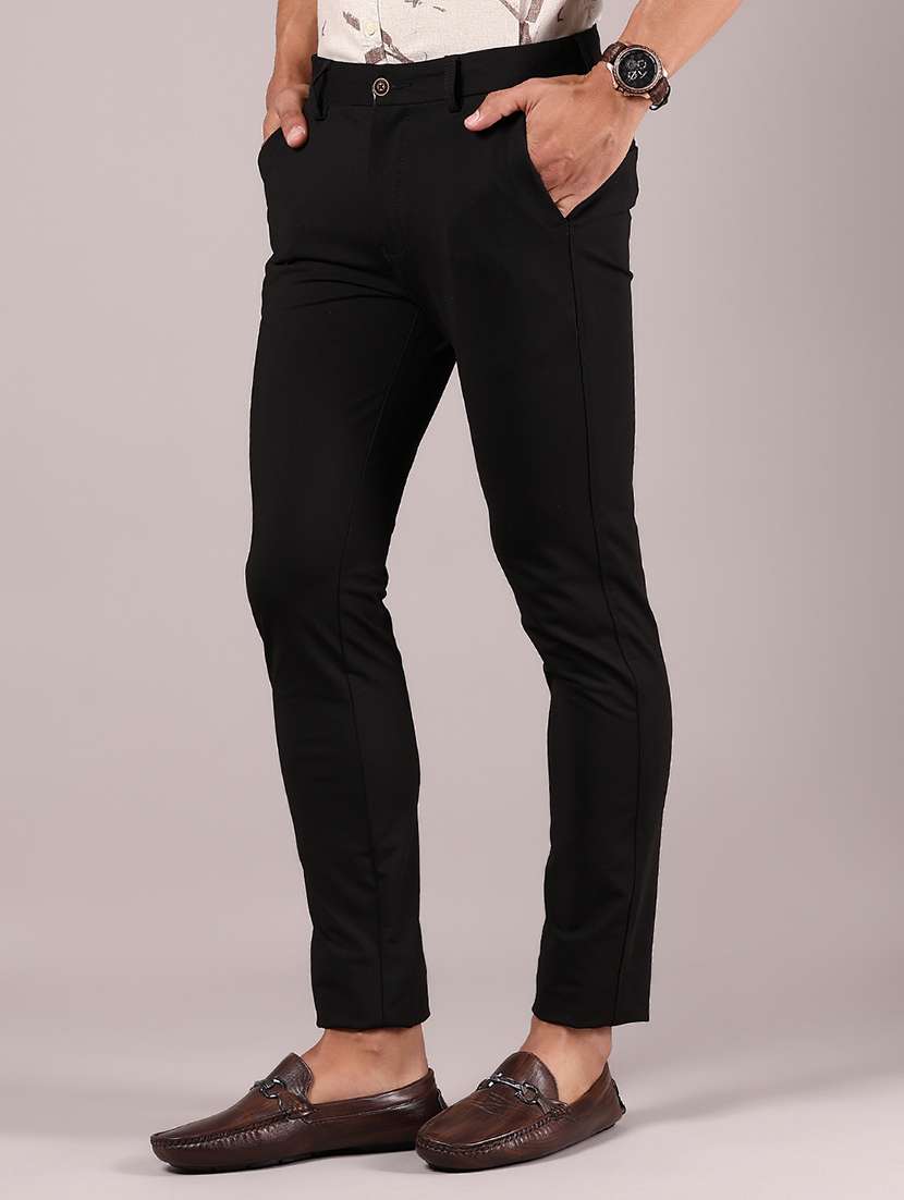 men solid md rise casual chinos - 21873309 - Standard Image - 1