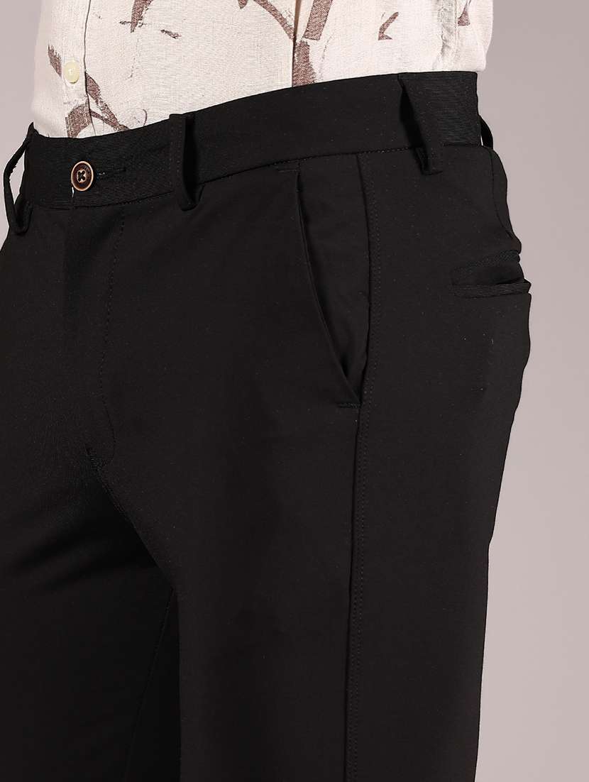 men solid md rise casual chinos - 21873309 - Standard Image - 4