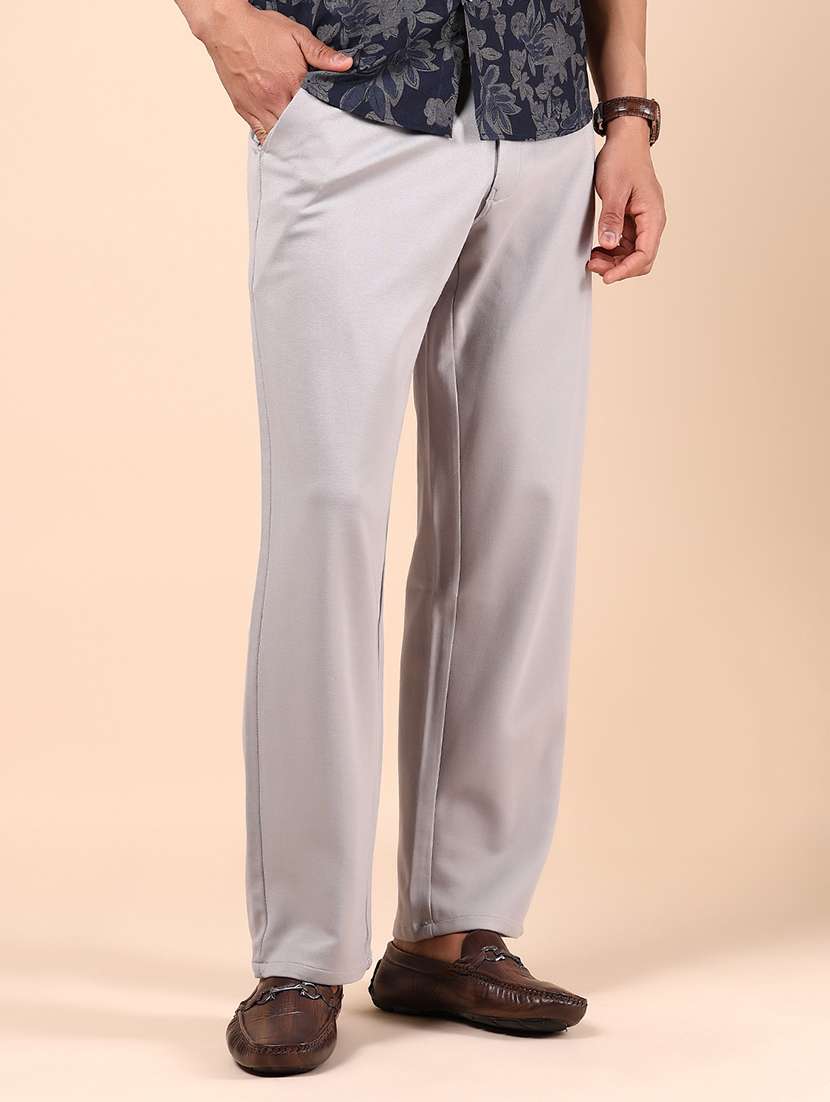 men solid mid rise straight fit chinos - 21873316 - Standard Image - 1