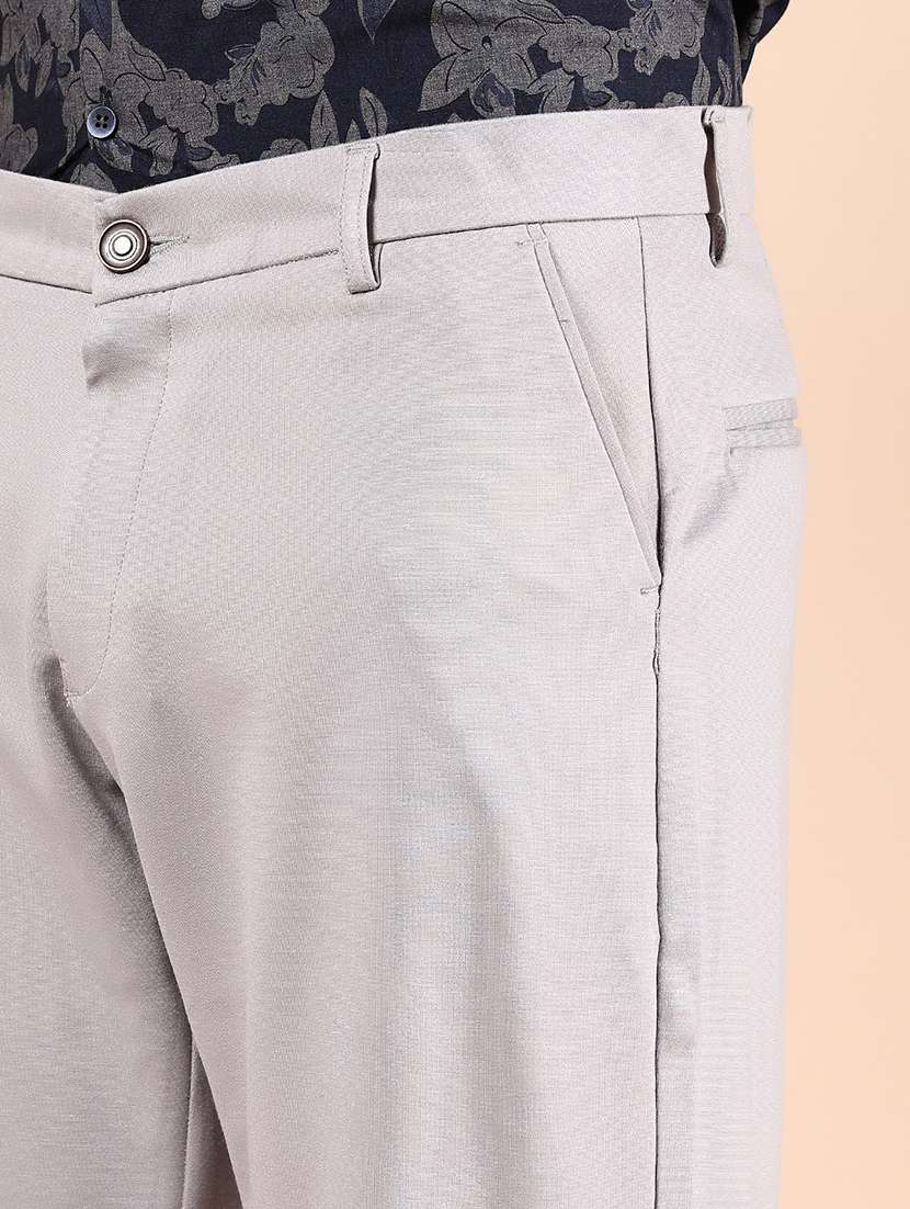 men solid mid rise straight fit chinos - 21873316 - Standard Image - 4
