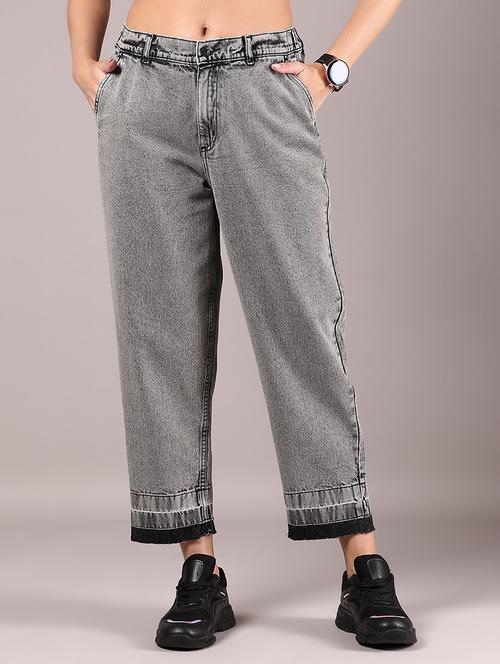 women grey solid mid rise mom fit jean - 21873317 - Standard Image - 0
