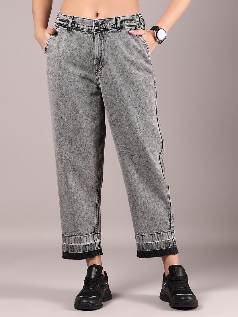 women grey solid mid rise mom fit jean - 21873317 - Zoom Image - 0