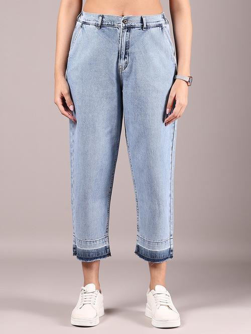 women solid high rise straight fit jean - 21873318 - Standard Image - 0