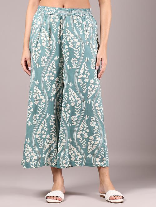 women printed mid rise flared palazzo - 21873319 - Standard Image - 0