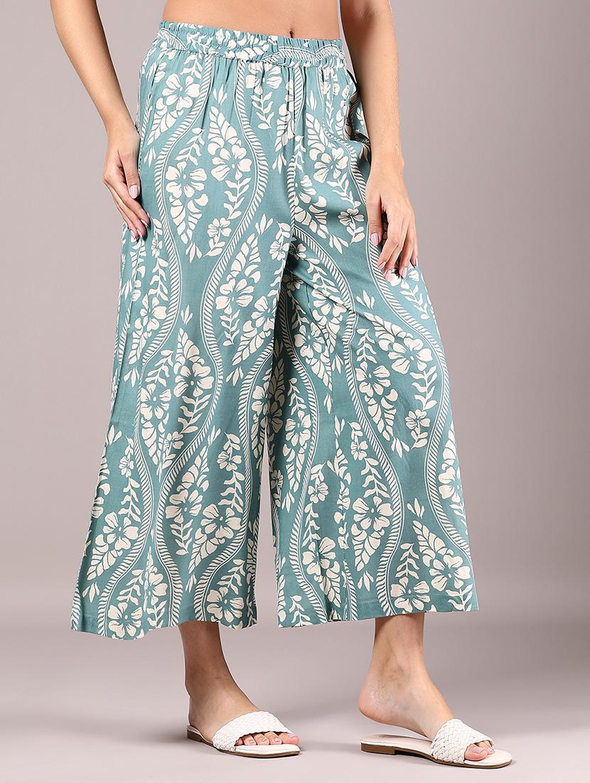 women printed mid rise flared palazzo - 21873319 - Standard Image - 1