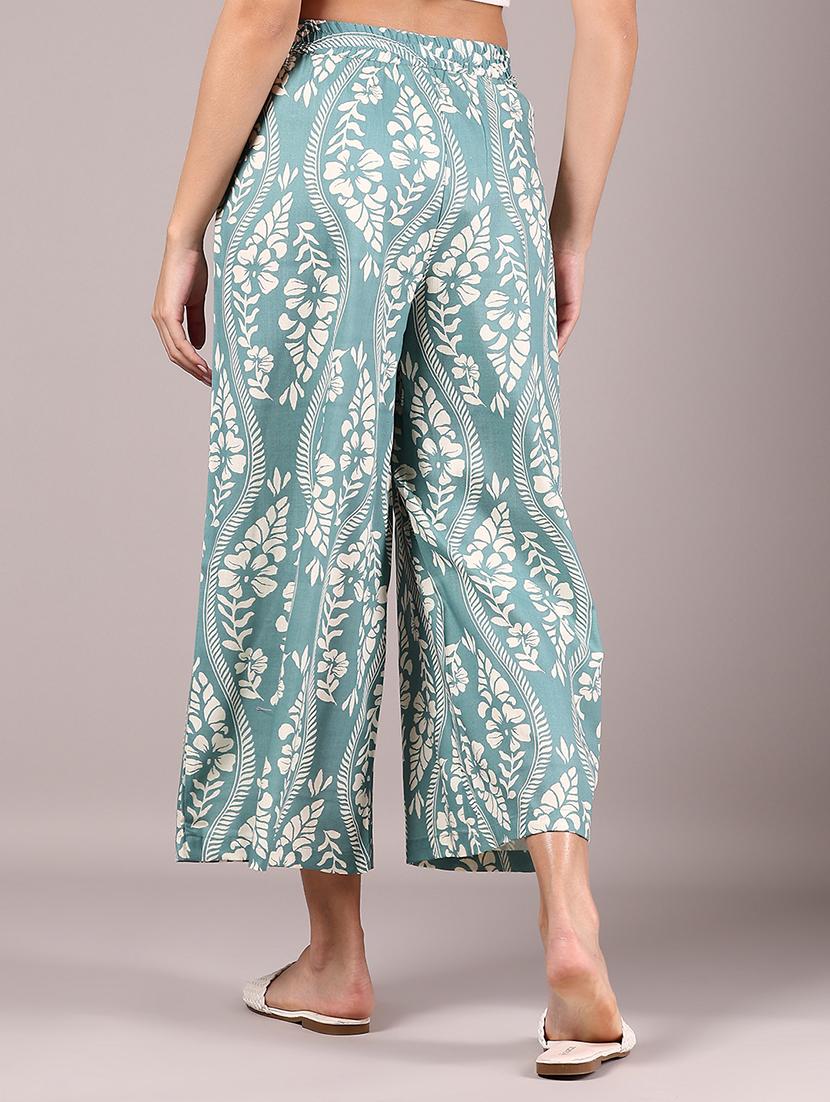 women printed mid rise flared palazzo - 21873319 - Standard Image - 4