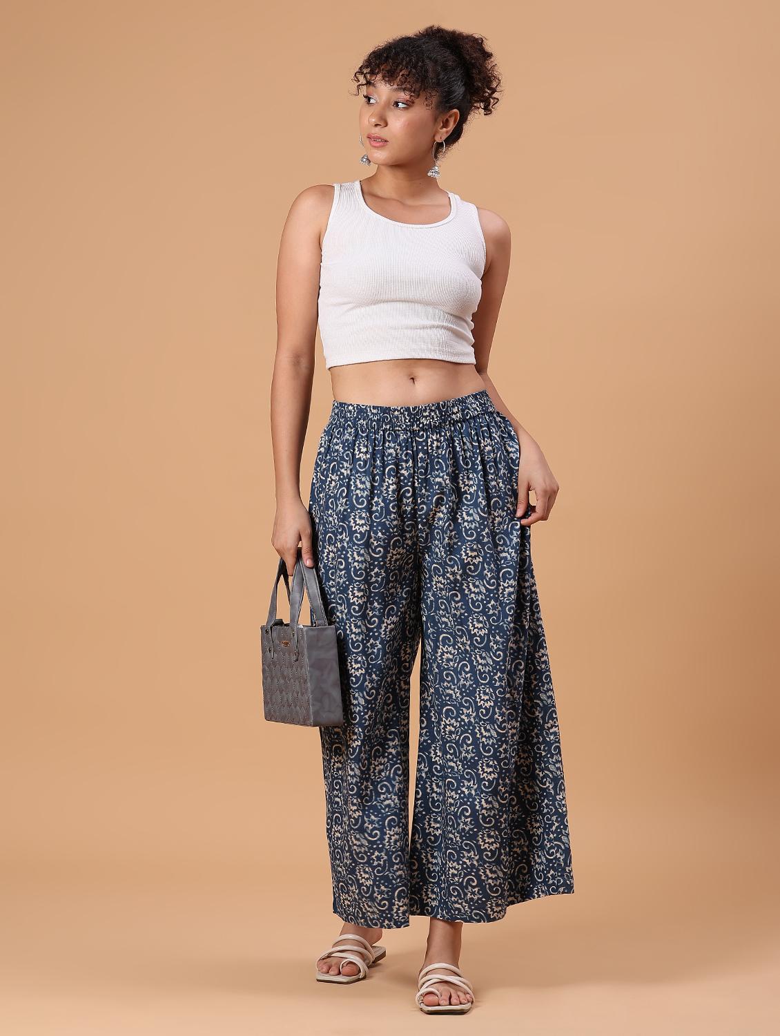 women printed mid rise flared palazzo - 21873320 - Standard Image - 6