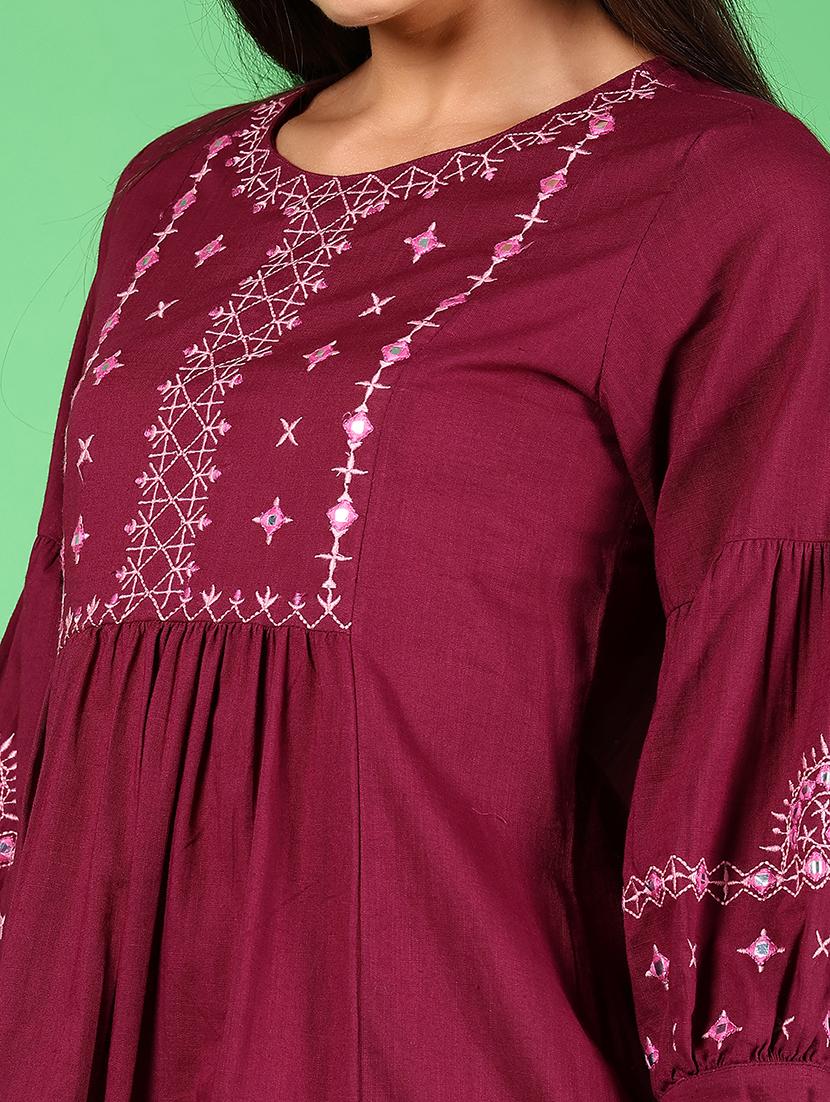 purple cotton aline kurta - 21873332 - Standard Image - 4