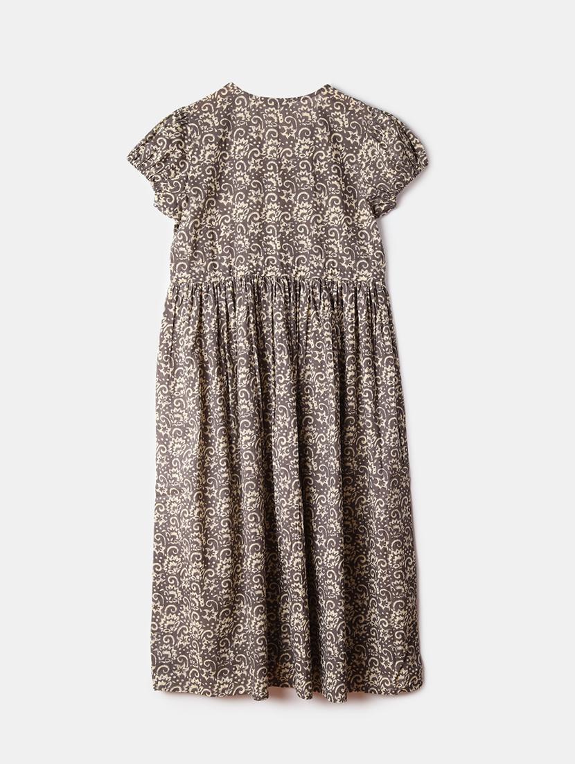 women grey printed short sleeve a-line dress - 21873341 - Standard Image - 1