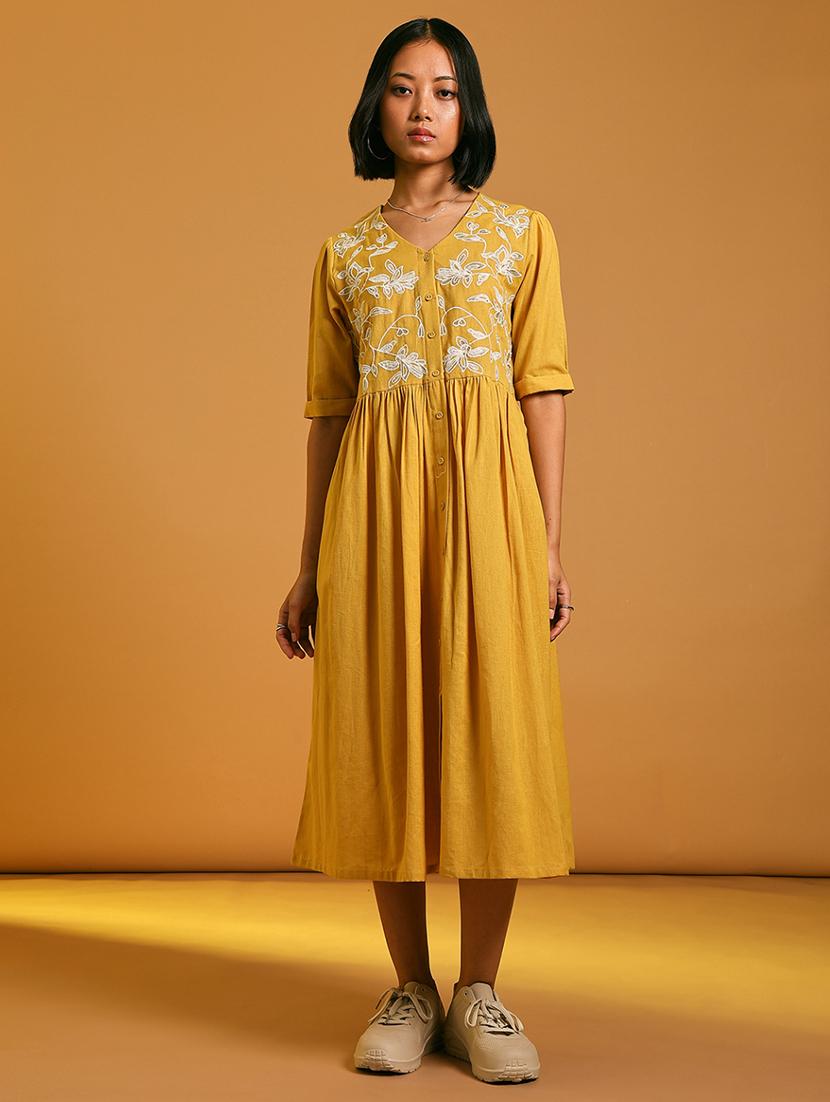 women embroidered elbow sleeve a-line ethnic dress - 21873343 -  Standard Image - 1