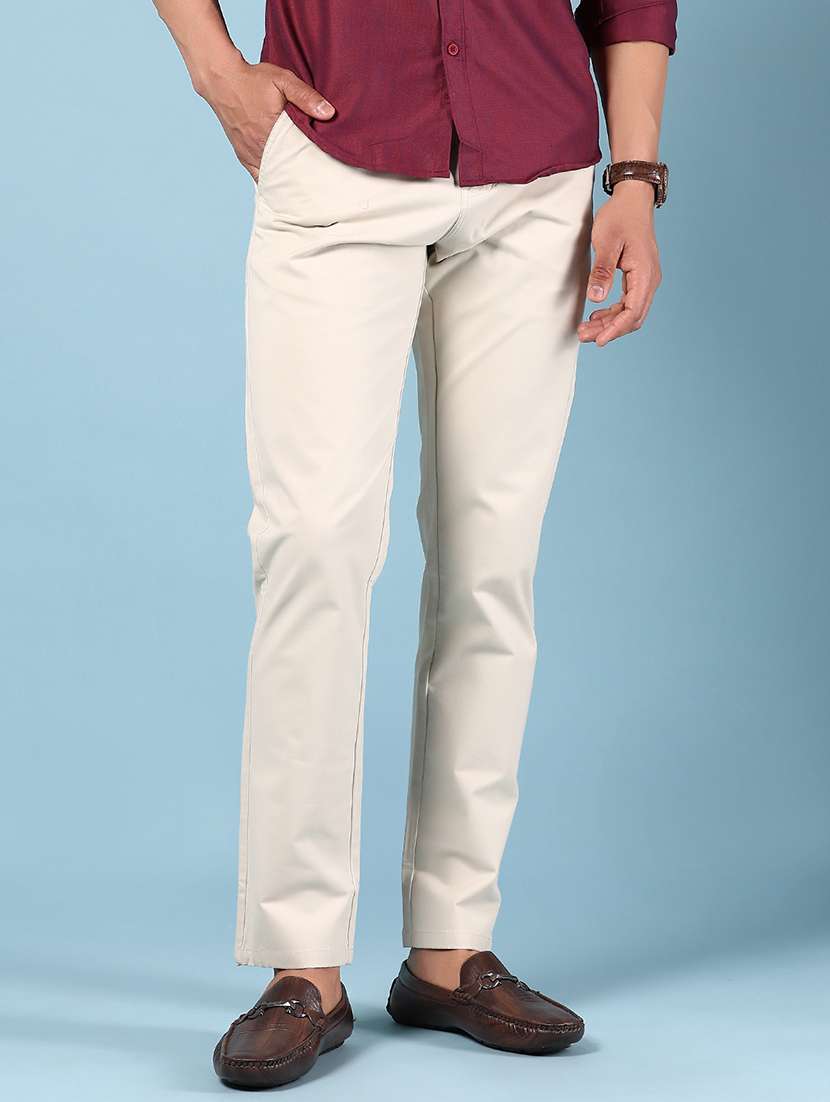 men solid md rise casual chinos  - 21873364 -  Standard Image - 1