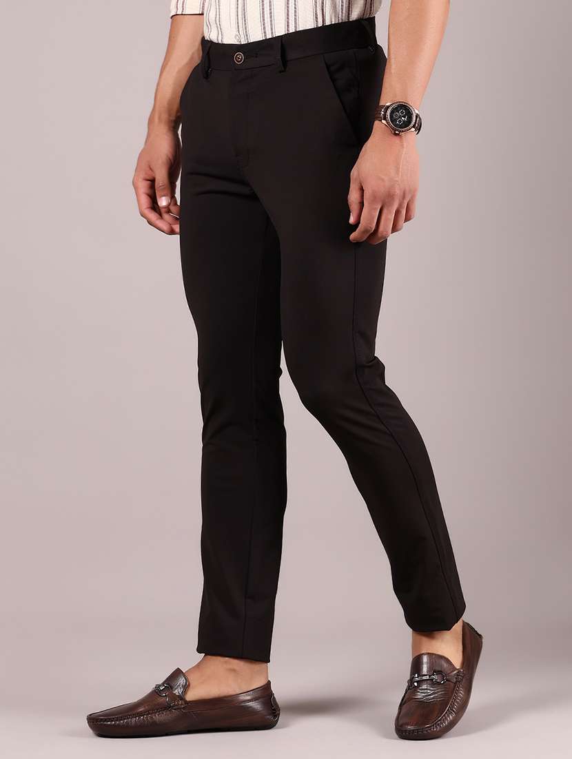 men solid md rise casual chinos - 21873387 - Standard Image - 1