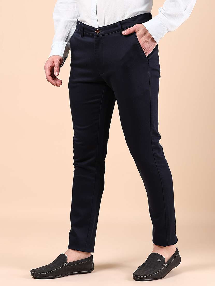 men solid md rise casual chinos - 21873388 - Standard Image - 1