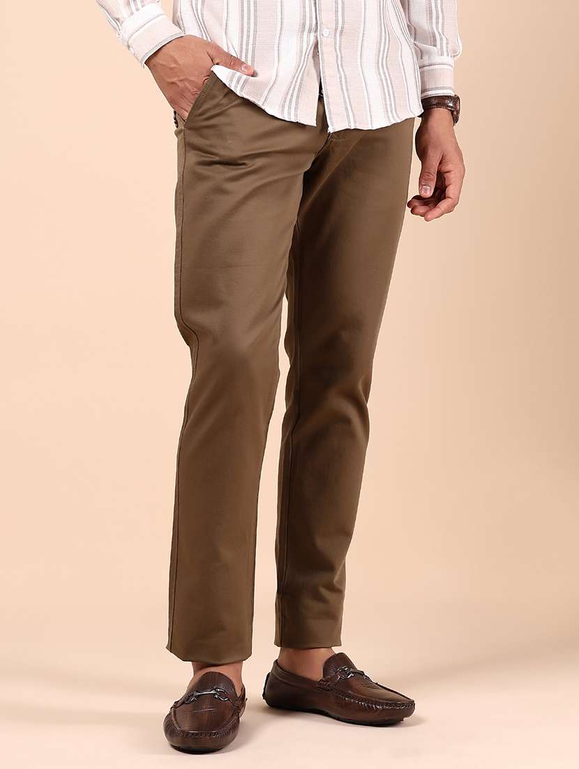 men solid md rise casual chinos  - 21873392 -  Standard Image - 1