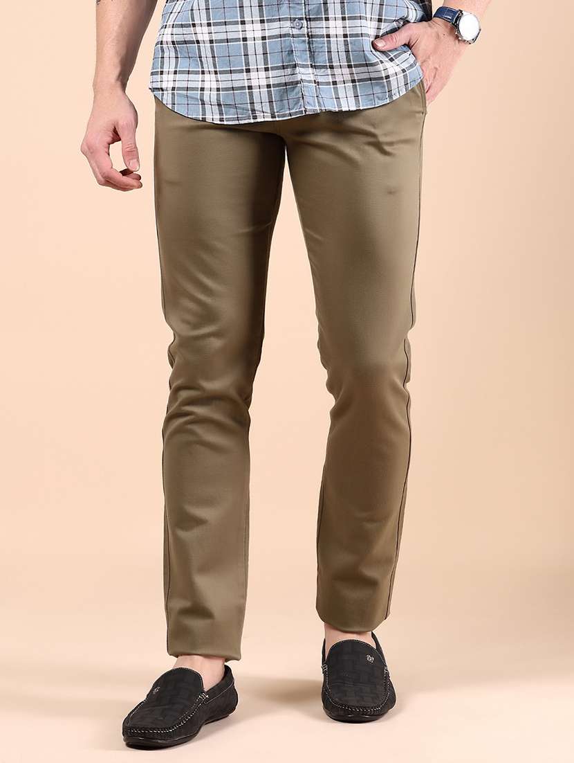 men solid md rise casual chinos  - 21873393 -  Standard Image - 1