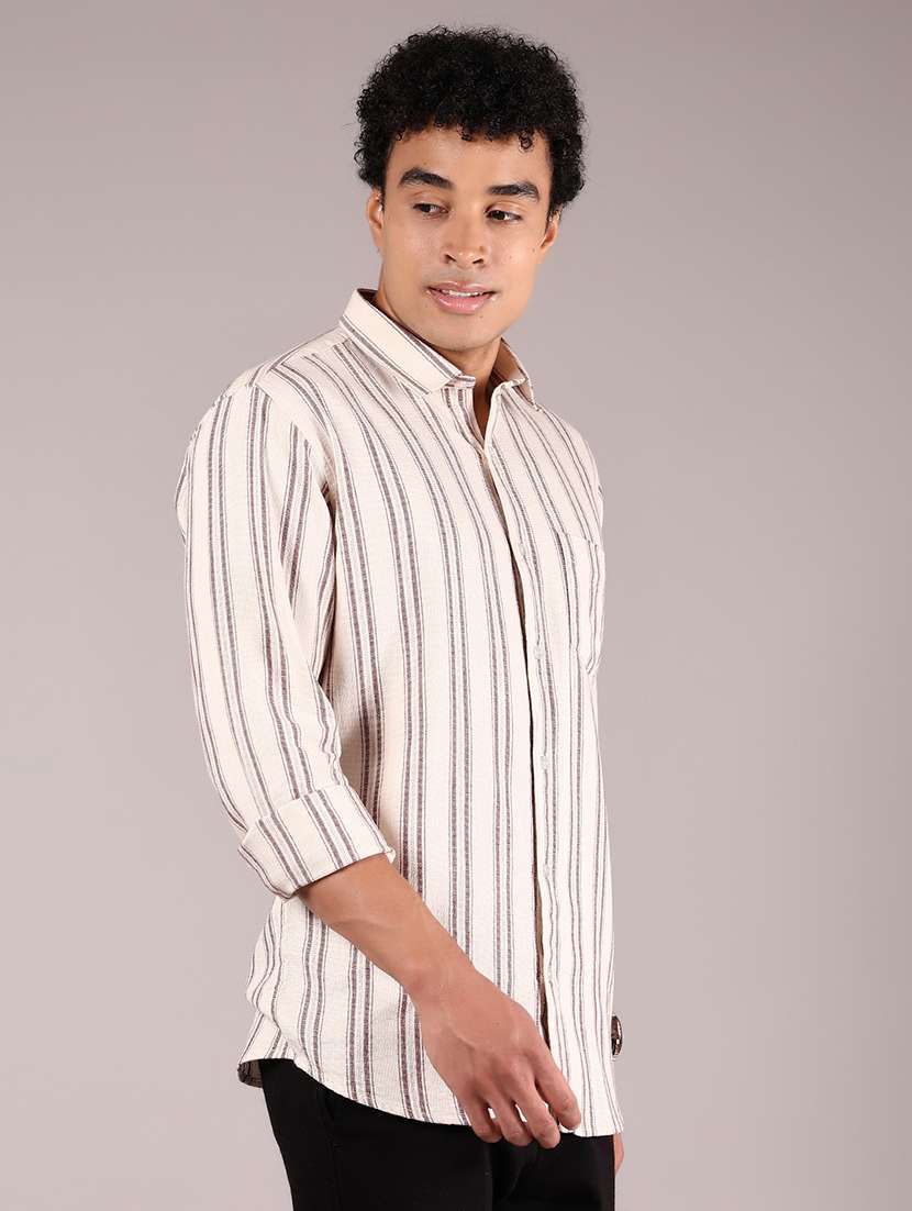 men striped long sleeve regular fit casual shirt - 21873438 -  Standard Image - 1