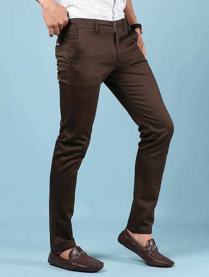 men solid md rise casual chinos - 21873442 - Standard Image - 1