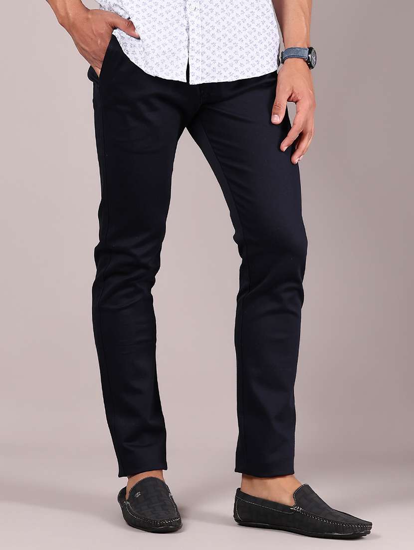 men solid md rise casual chinos  - 21873443 -  Standard Image - 1