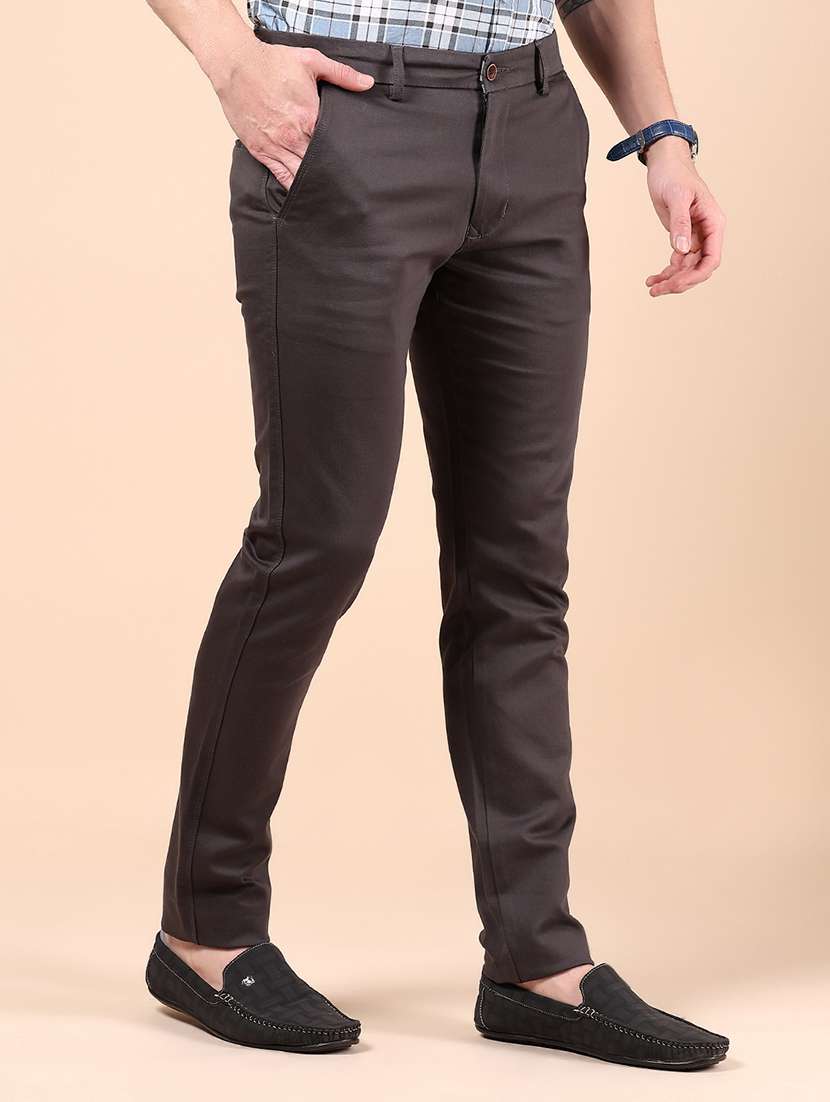 men solid md rise casual chinos - 21873444 - Standard Image - 1