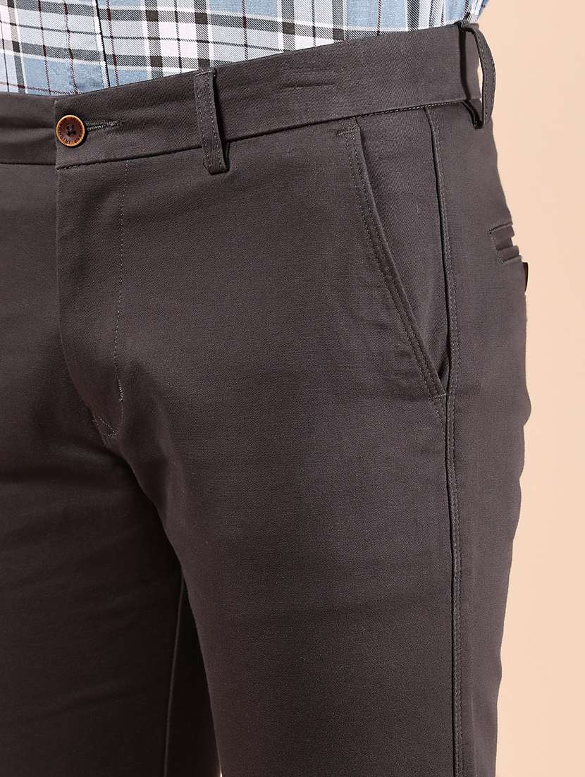 men solid md rise casual chinos - 21873444 - Standard Image - 4