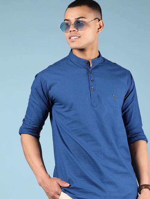 men solid mandarin neck short kurta - 21873462 - Standard Image - 0