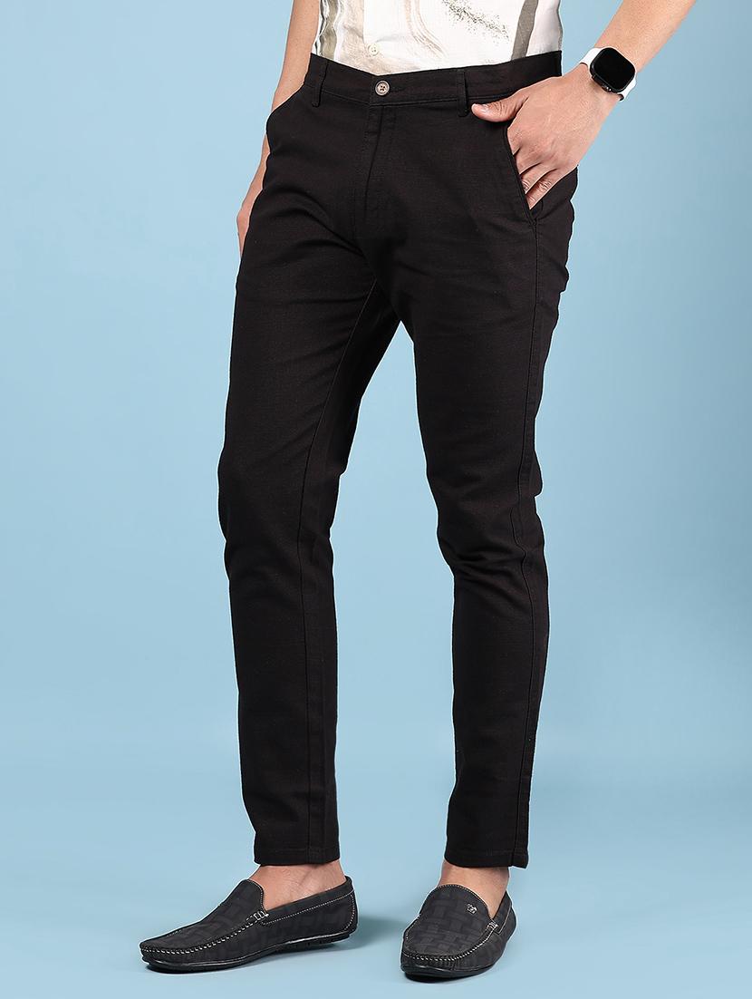 men solid md rise casual chinos - 21873486 - Standard Image - 1
