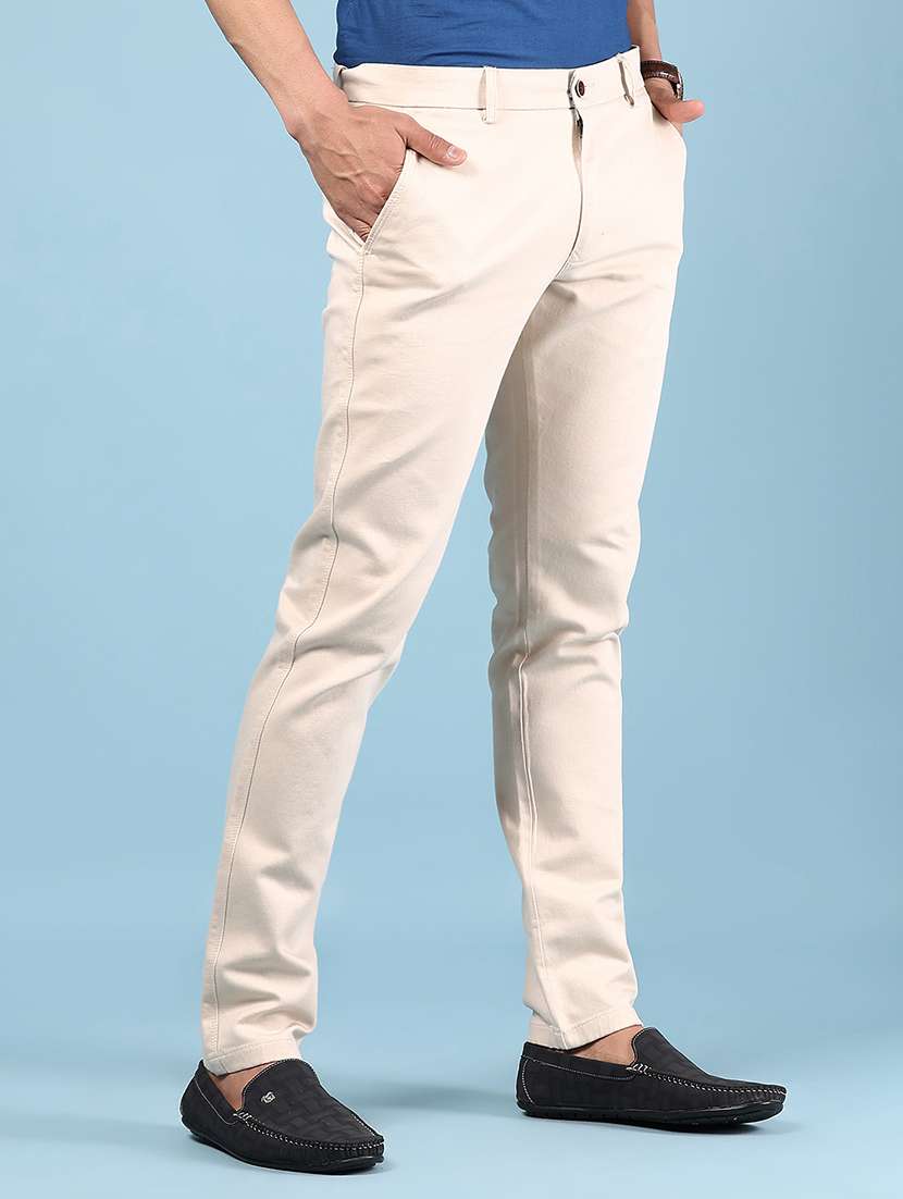 men solid md rise casual chinos  - 21873487 -  Standard Image - 1