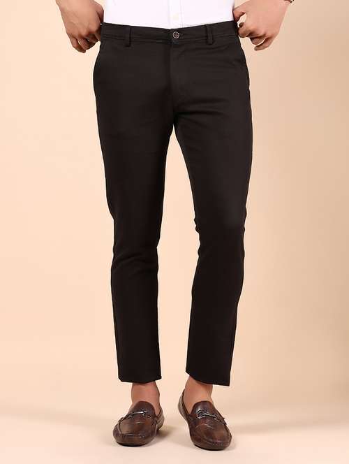 men solid md rise casual chinos - 21873516 - Standard Image - 0