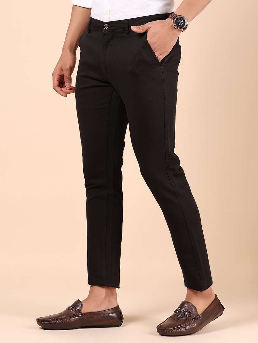 men solid md rise casual chinos - 21873516 - Standard Image - 1