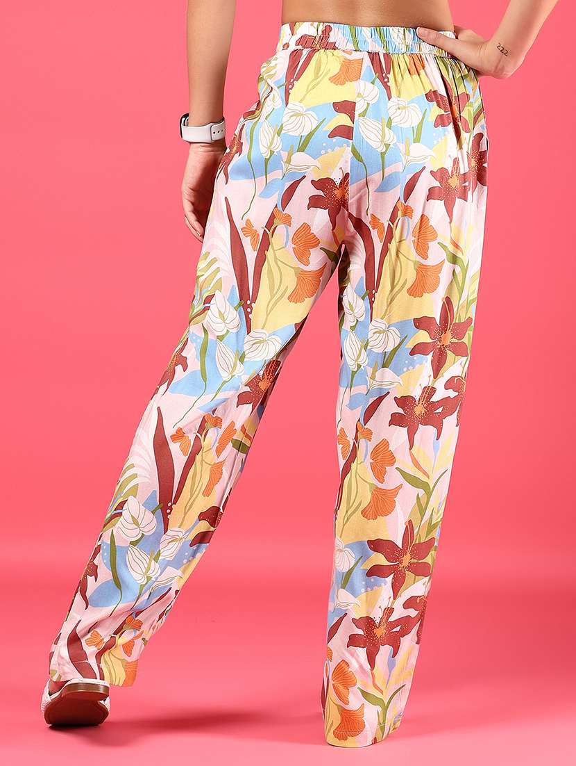 women printed mid rise full length trouser - 21873530 -  Standard Image - 1