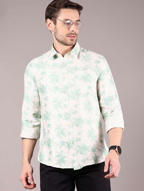 men printed collared long sleeve shirt - 21873536 - Standard Image - 0