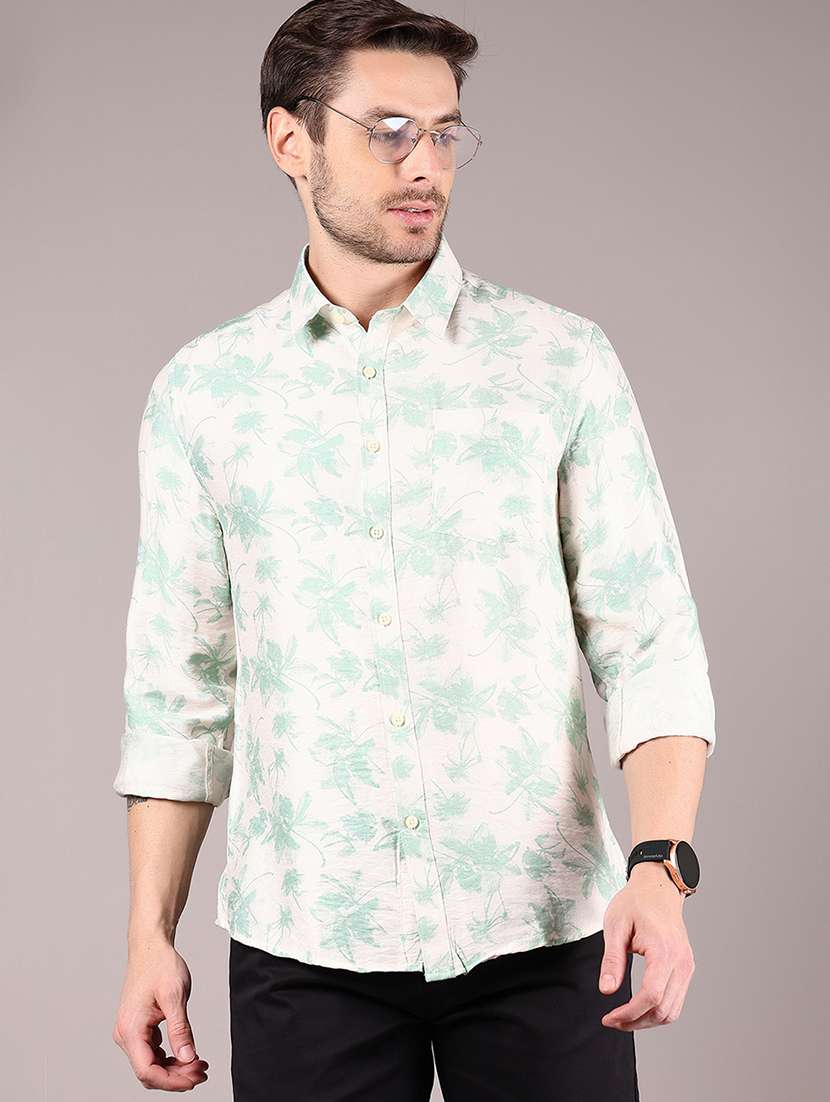 men printed collared long sleeve shirt - 21873536 - Zoom Image - 0