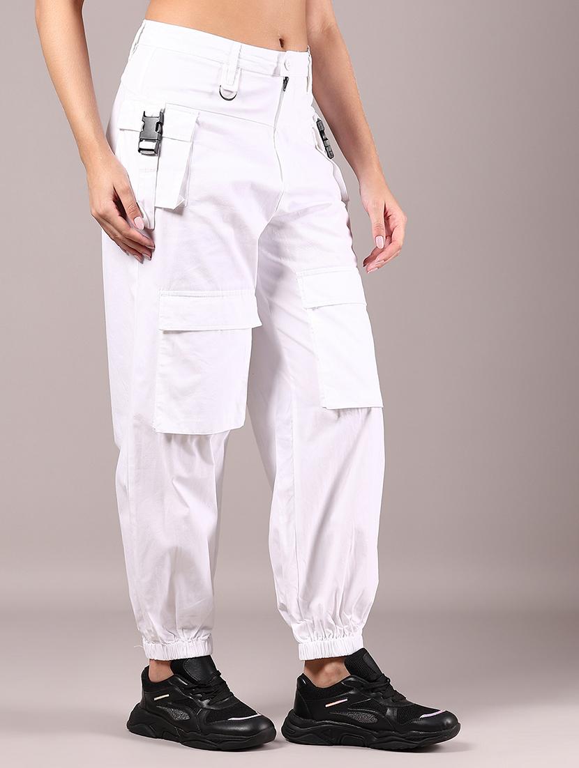 women white solid mid rise jogger - 21873584 -  Standard Image - 1