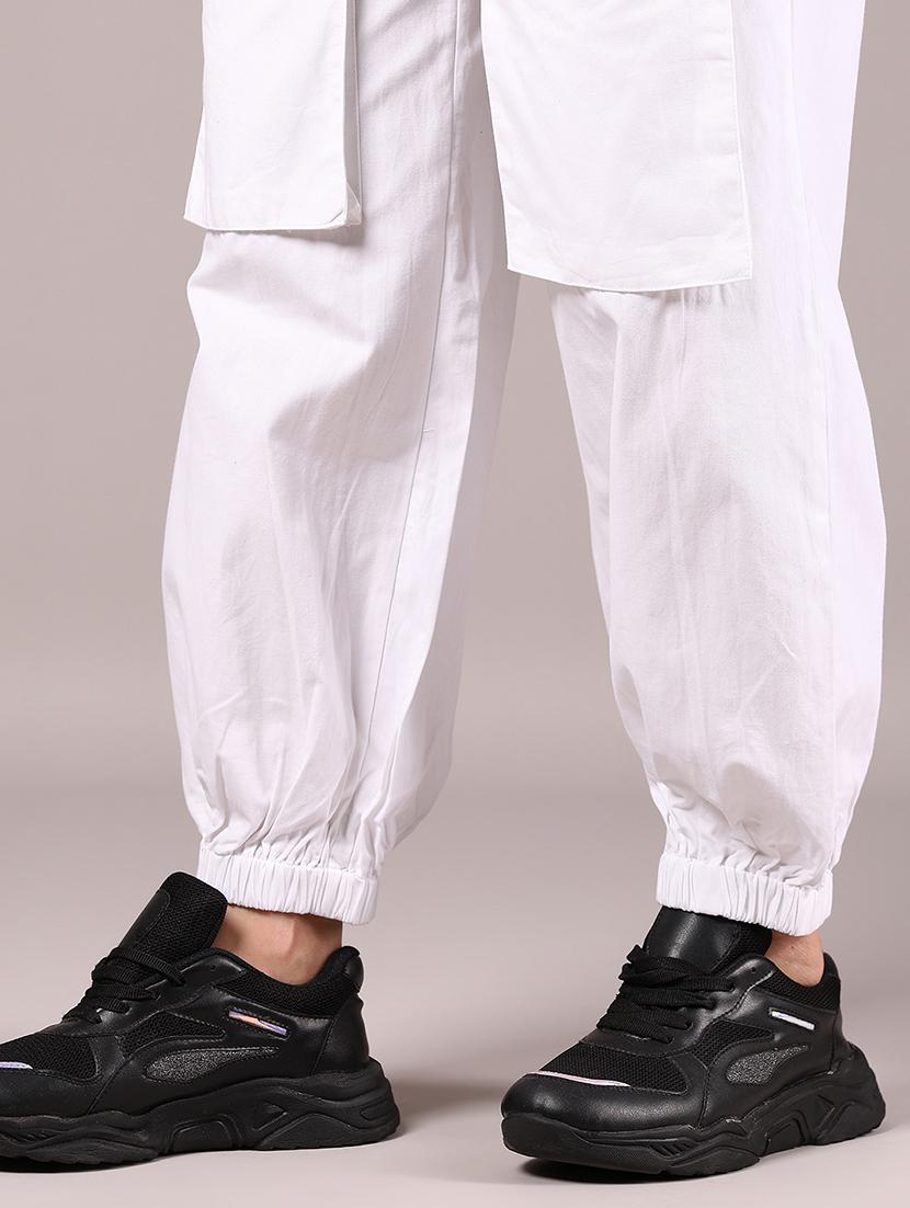 women white solid mid rise jogger - 21873584 - Standard Image - 4