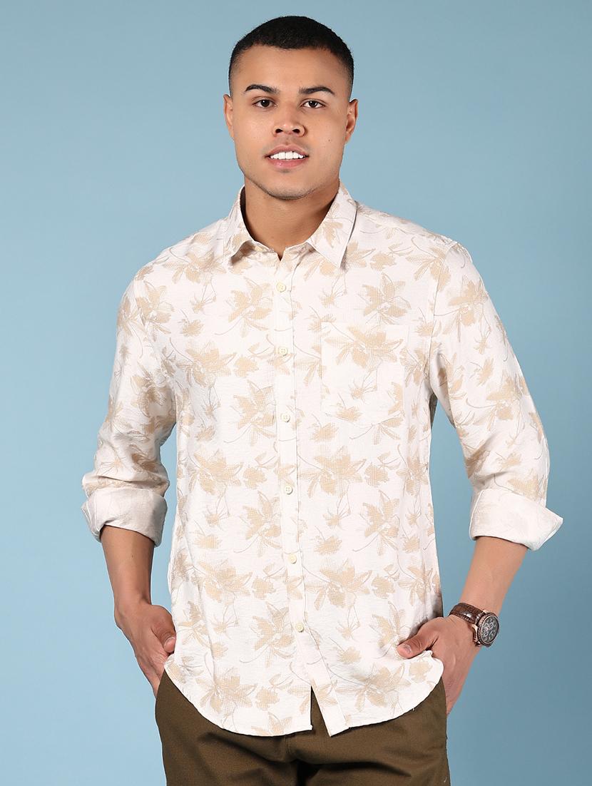 men printed collared long sleeve shirt - 21873587 - Standard Image - 1
