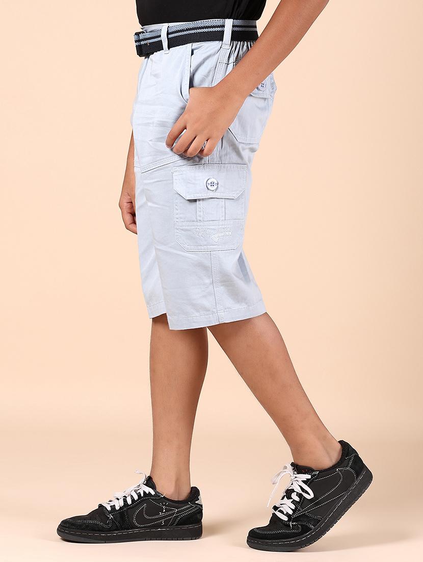 boys solid mid rise cargo three fourth - 21873658 - Standard Image - 1