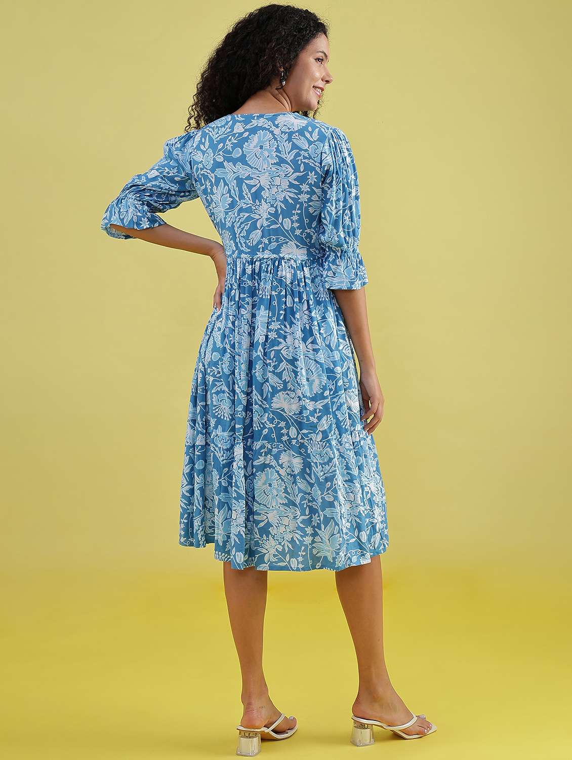 women floral v neck neck tiered dress - 21873689 - Standard Image - 4