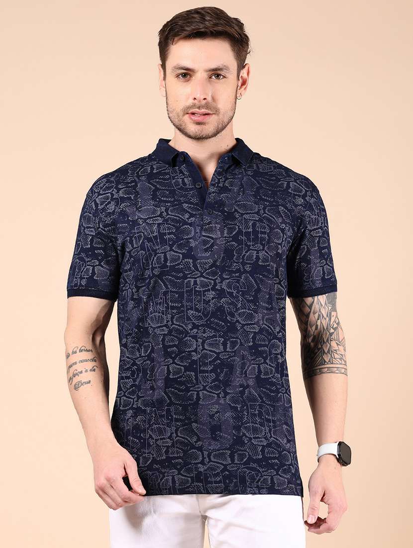 men printed short sleeve regular fit polo t-shirt - 21873701 -  Standard Image - 1