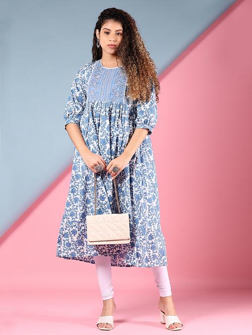women floral print round neck a-line kurta - 21873713 - Standard Image - 0