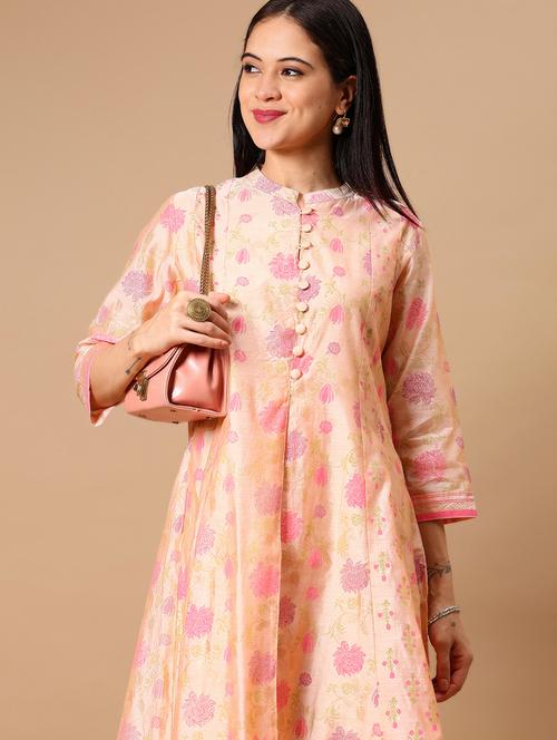 womenfloral print mandarin neck a-line kurta - 21873714 -  Standard Image - 0