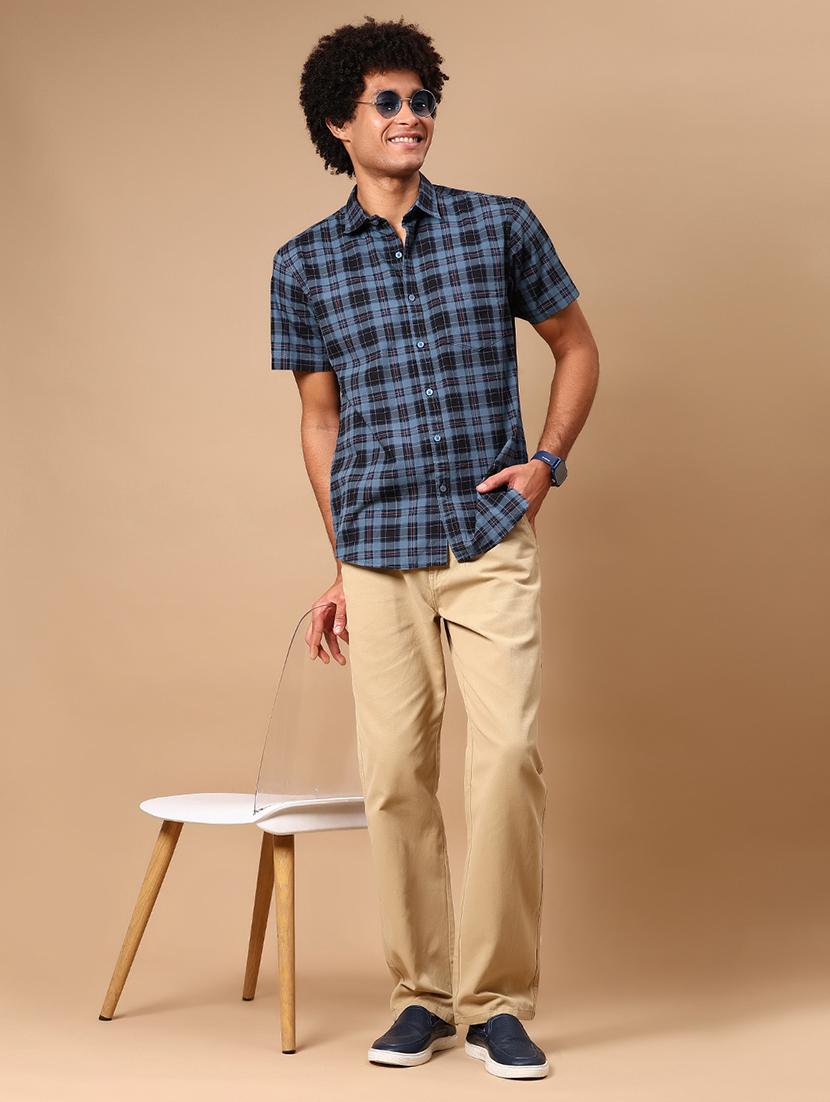 men checkered short sleeve collared casual shirt - 21873717 - Standard Image - 4